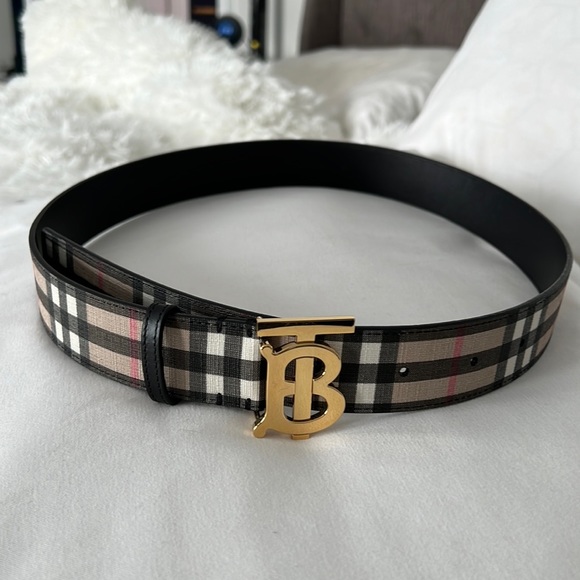 Burberry TB Monogram Vintage Check Reversible Belt